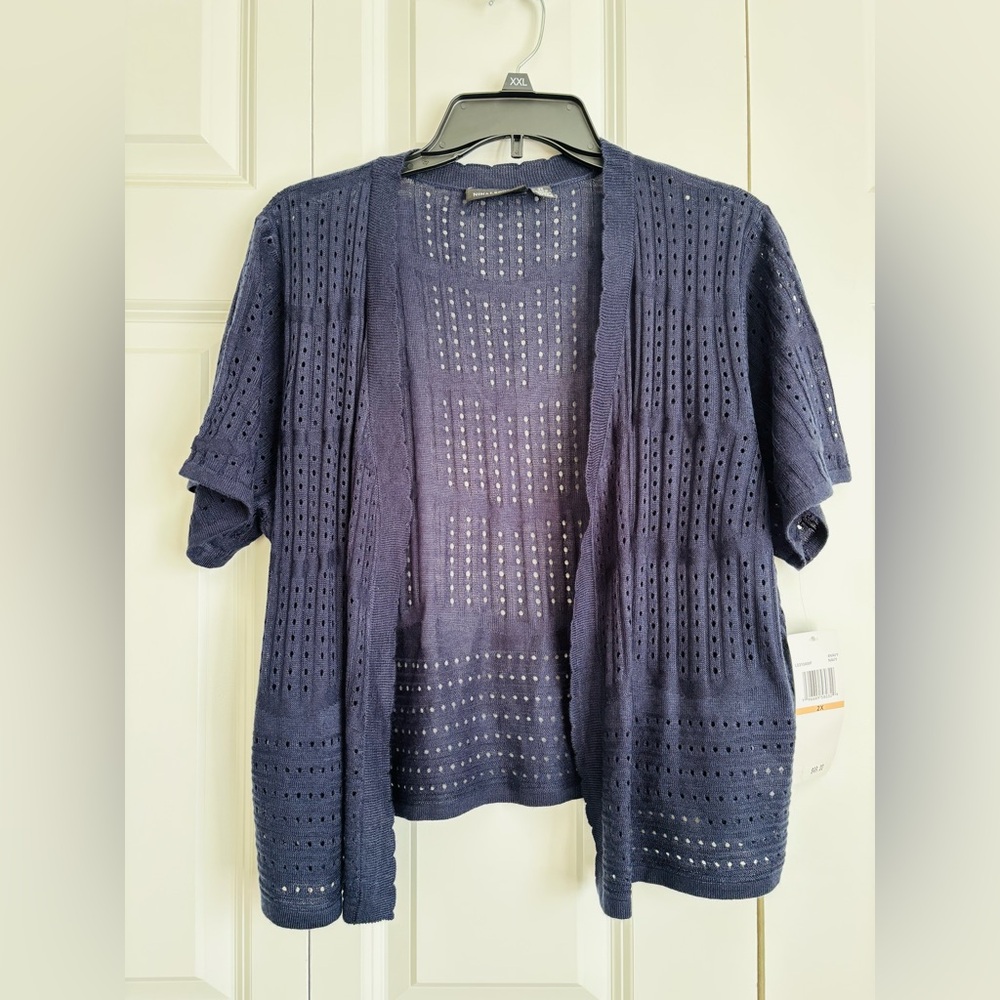 Women's Navy Open-Knit Sweater